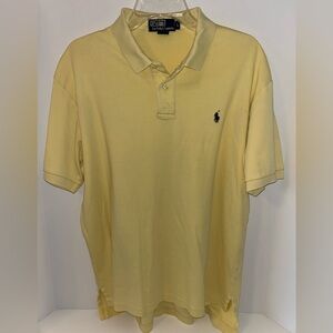 Polo Ralph Lauren VINTAGE pale yellow short sleeve men polo shirt‎ size Large